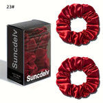 2pcs High Quality 100% Silk Hair Scrunchies | Solid Color Minimalist Big Hairbands, 3.5CM Width, 22Momme, Valentine'S Day Gift, SUNCDELV SLIK