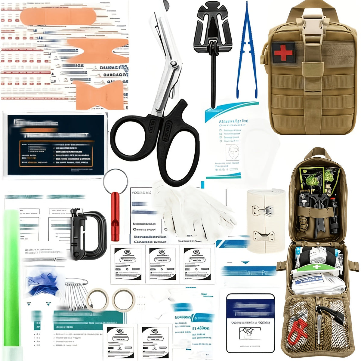 Versatile Outdoor Emergency Kit Compatible with MOLLE System, This Survival First Aid Set Is a Must-Have for Camping, Hunting, Hiking, And Fishing. A Universal Emergency Gear Suitable for Both Men And Women, It Makes a Practical Gift Option