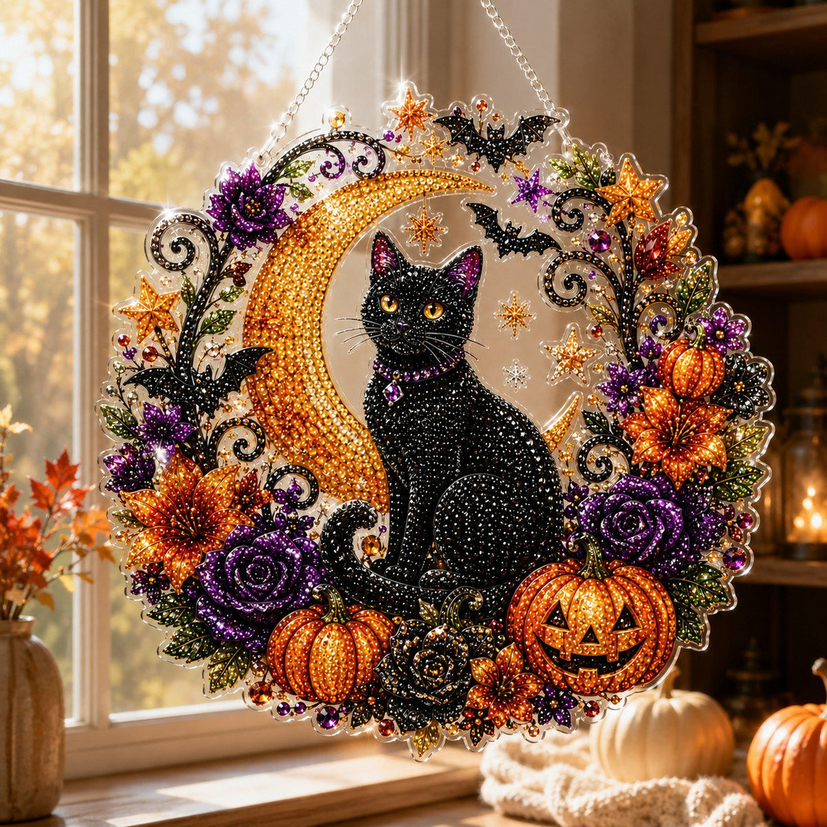 Black Cat Moon Lighting For Haunted Charm