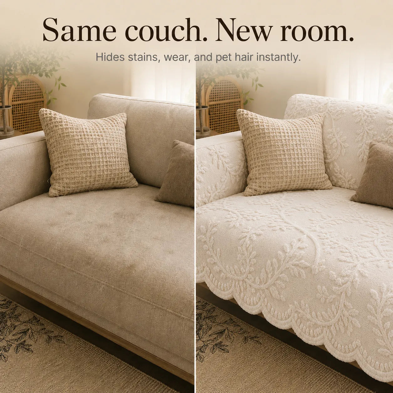 Botanical Plush Sofa Cover For Artful Protection