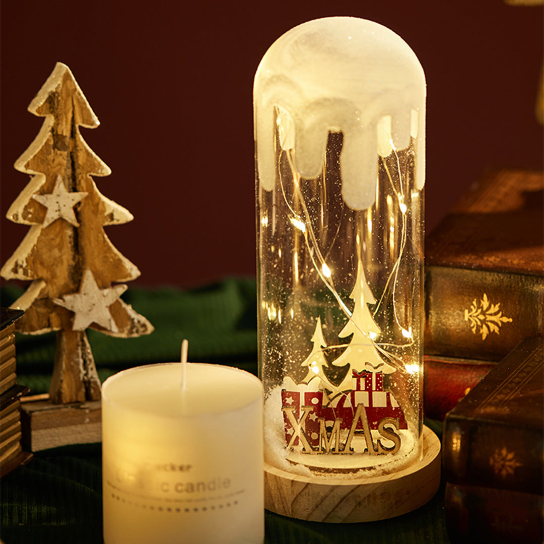 Snowy Glass Dome Lamp For Holiday Glow