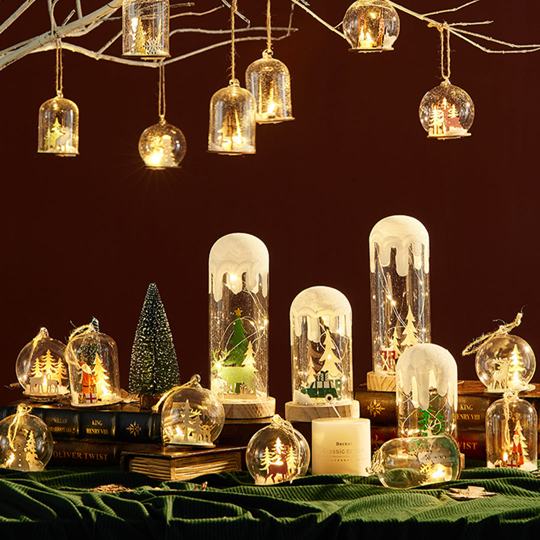 Snowy Glass Dome Lamp For Holiday Glow
