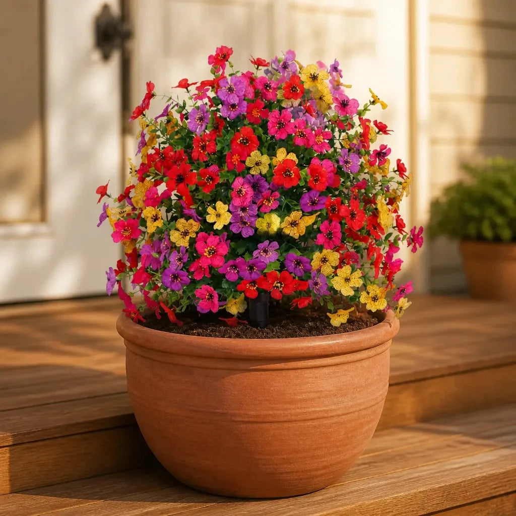 Vaso con Fiori Artificiali per Colori da Giardino tutto l'Anno
