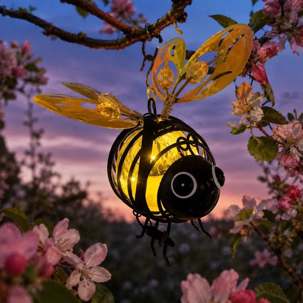 Solar Hanging Bee Lamp With Garden Glow