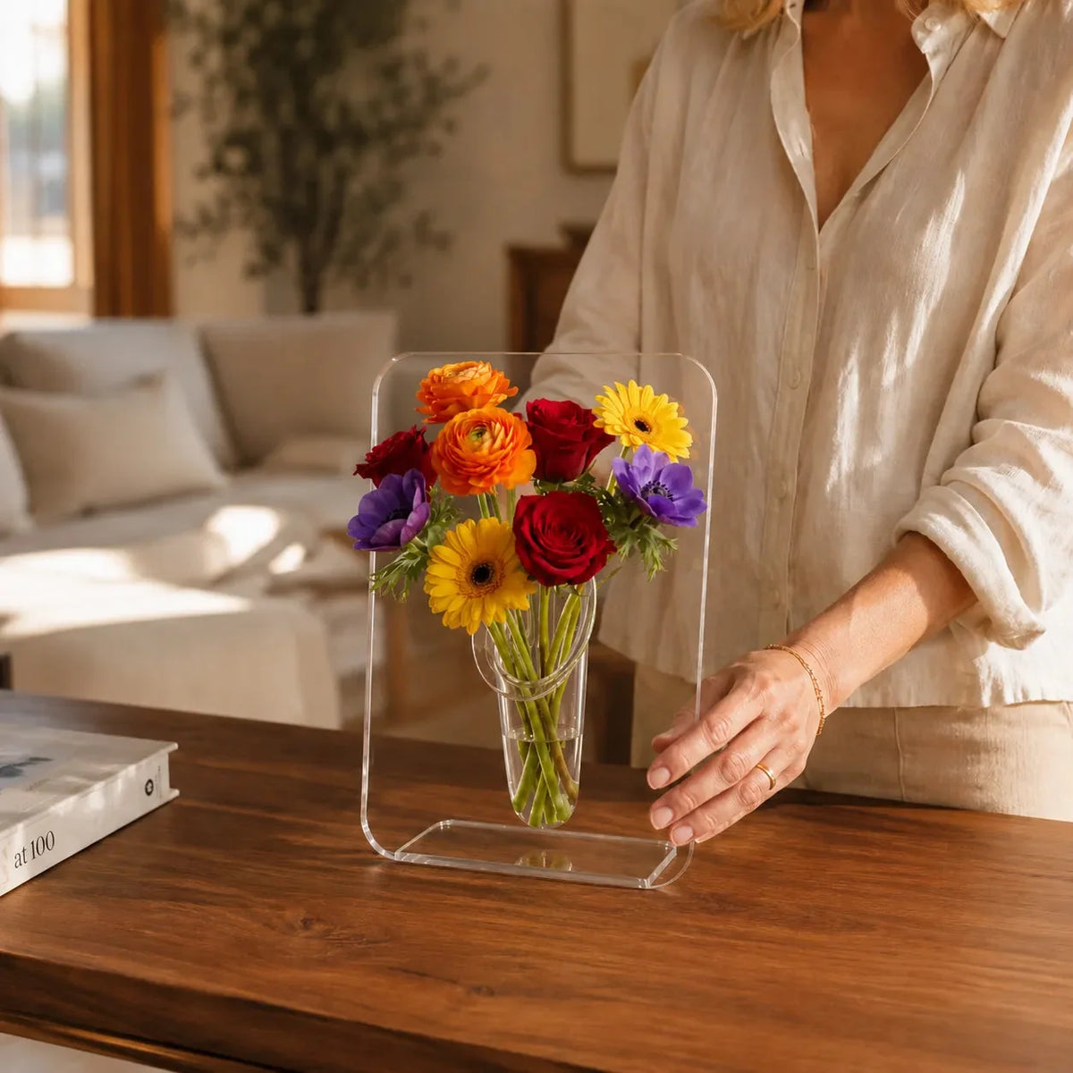 Acrylic Frame Vase For Artful Flowers
