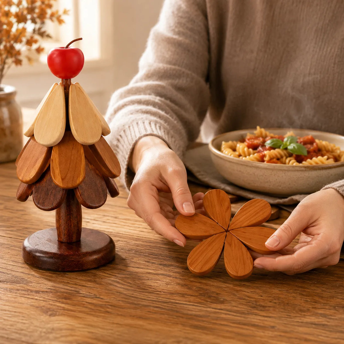 Wooden Christmas Tree Table Trivets For Holiday Character