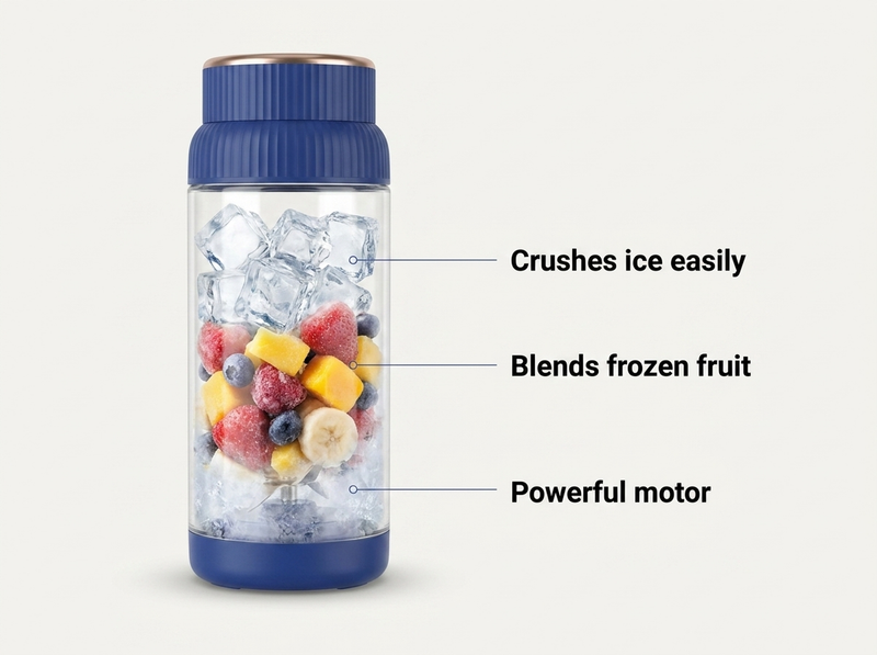 Handles ice and frozen fruit