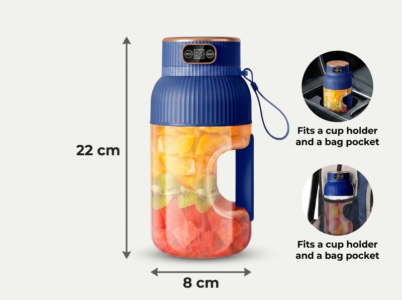 Fits a cup holder and a bag pocket