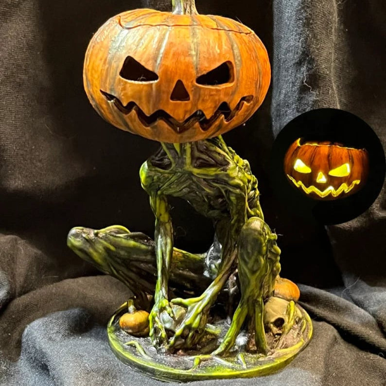 Glowing Pumpkin Figure For Eerie Halloween Charm