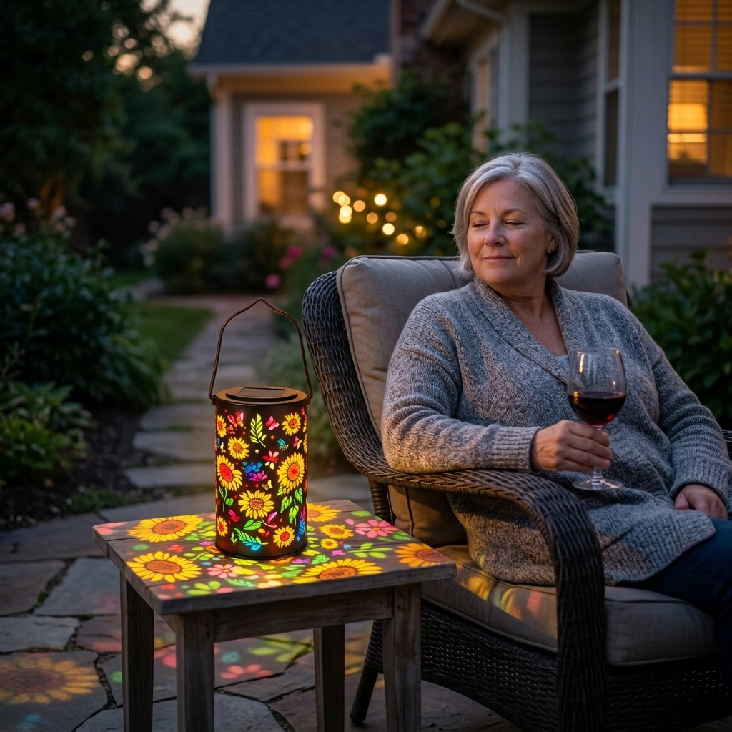 Solar Sunflower Lantern for Garden Glow