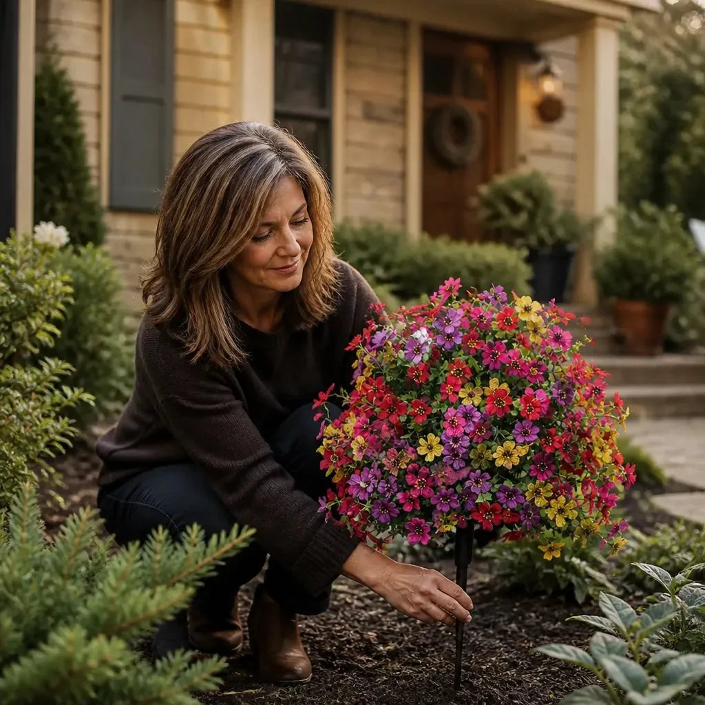 Vaso con Fiori Artificiali per Colori da Giardino tutto l'Anno