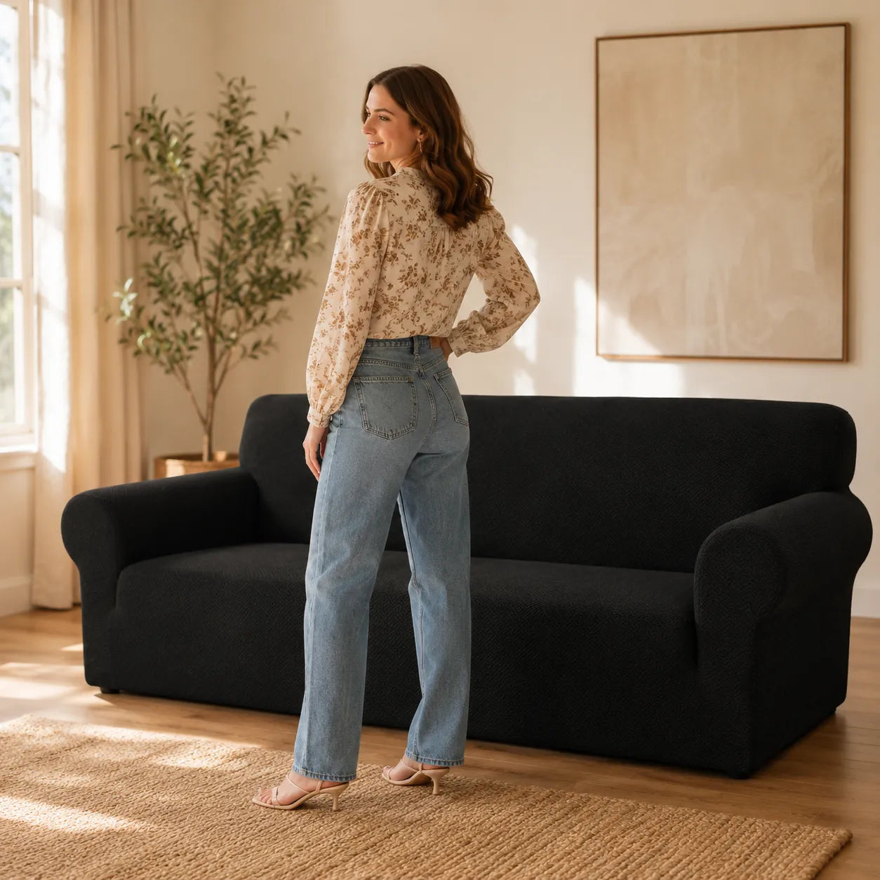 Jacquard Sofa Cover With Sculpted Texture