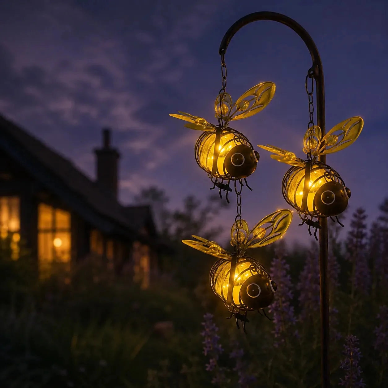 Solar Hanging Bee Lamp With Garden Glow