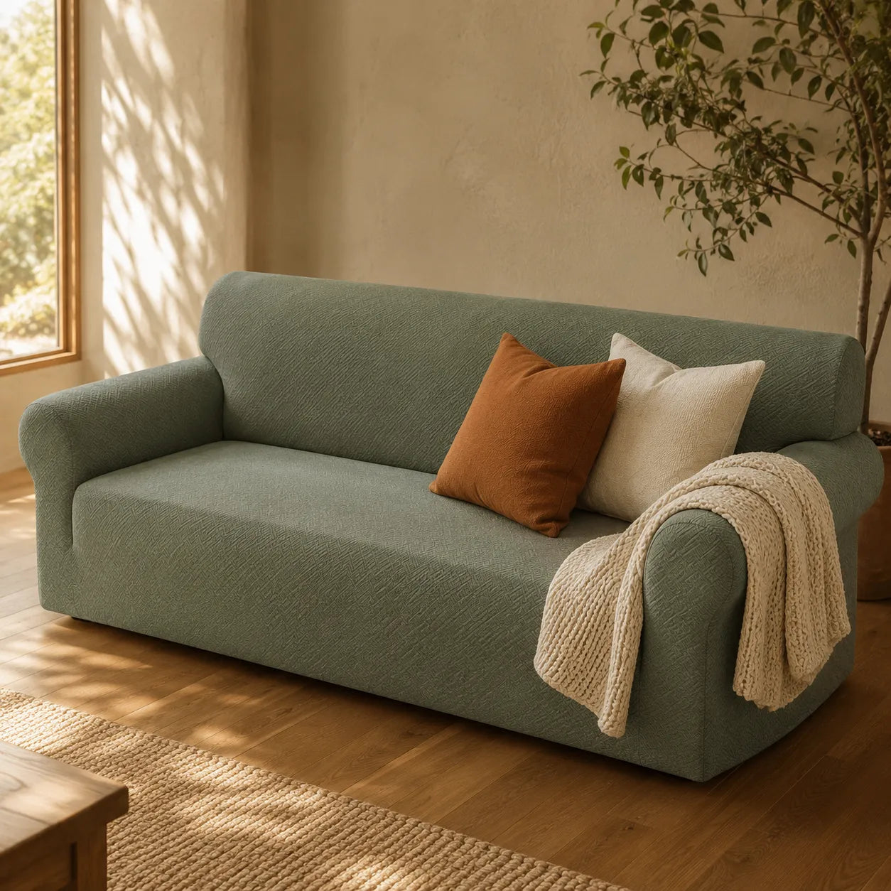 Jacquard Sofa Cover With Sculpted Texture