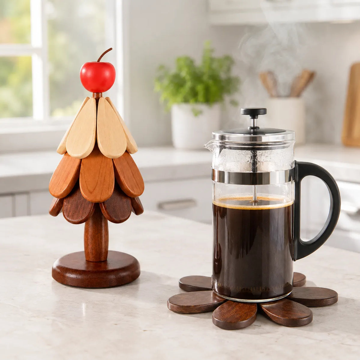 Wooden Christmas Tree Table Trivets For Holiday Character