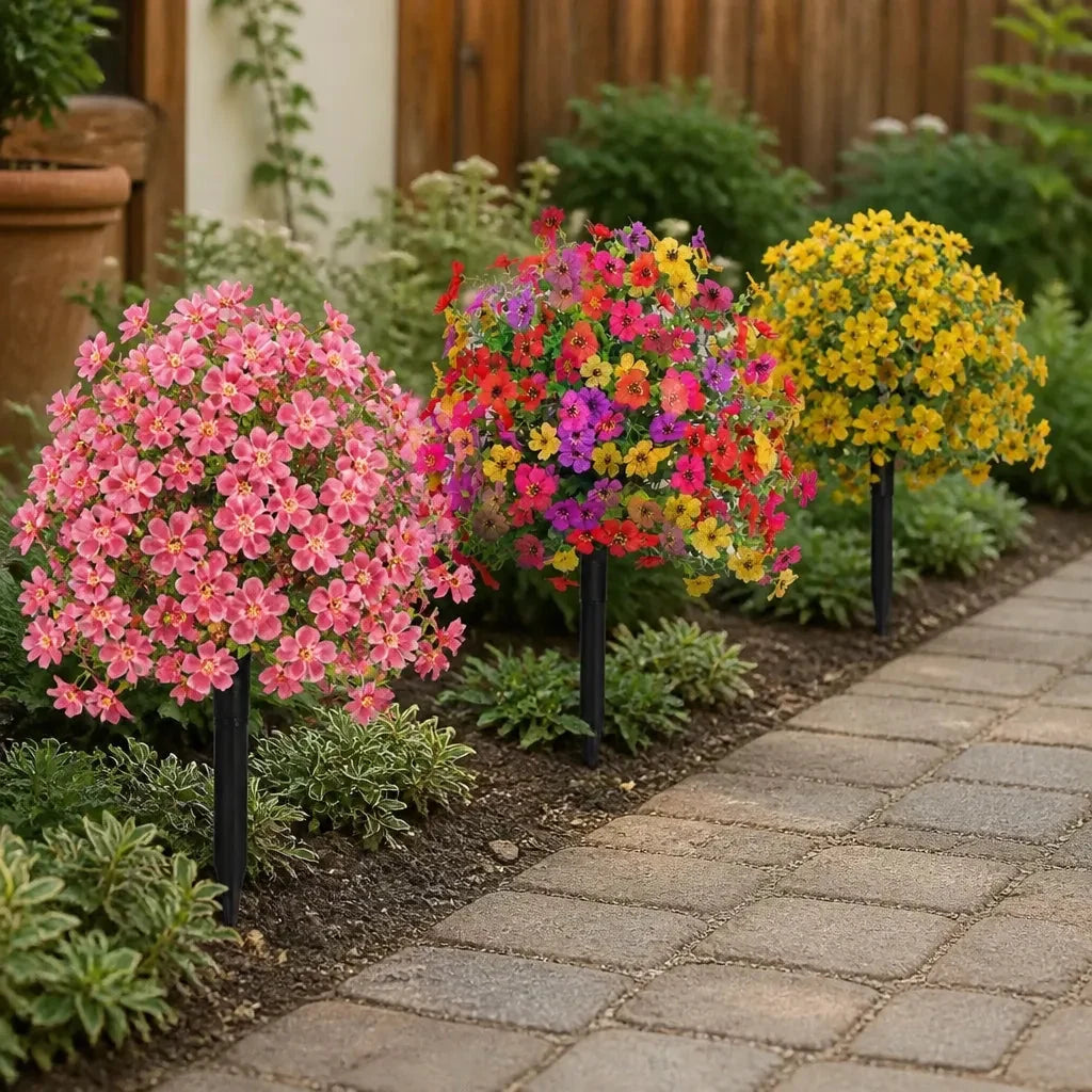Vaso con Fiori Artificiali per Colori da Giardino tutto l'Anno