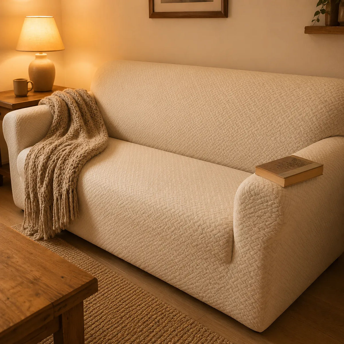 Jacquard Sofa Cover With Sculpted Texture