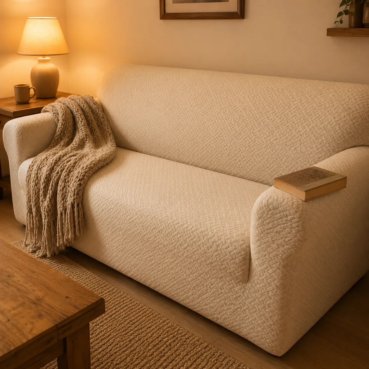 Jacquard Sofa Cover With Sculpted Texture