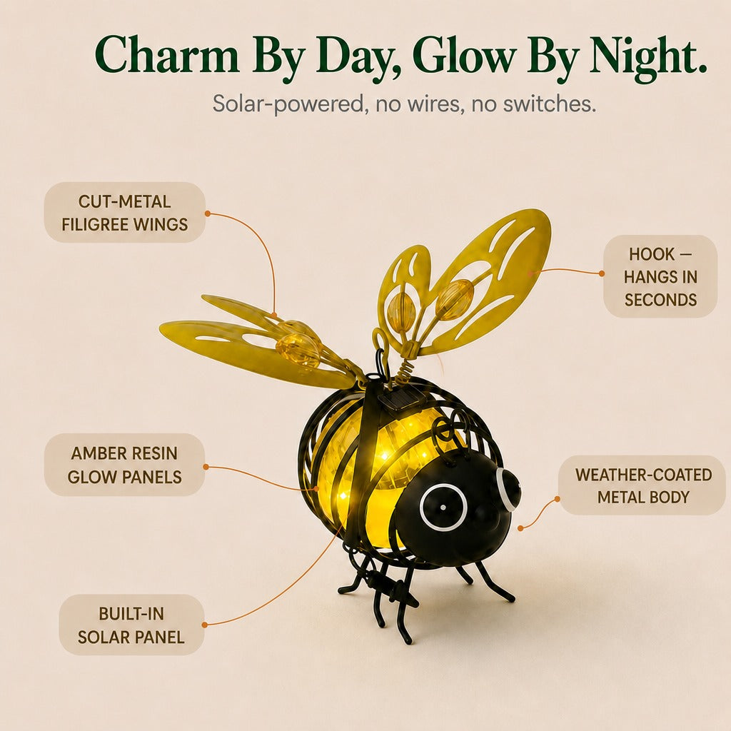Solar Hanging Bee Lamp With Garden Glow