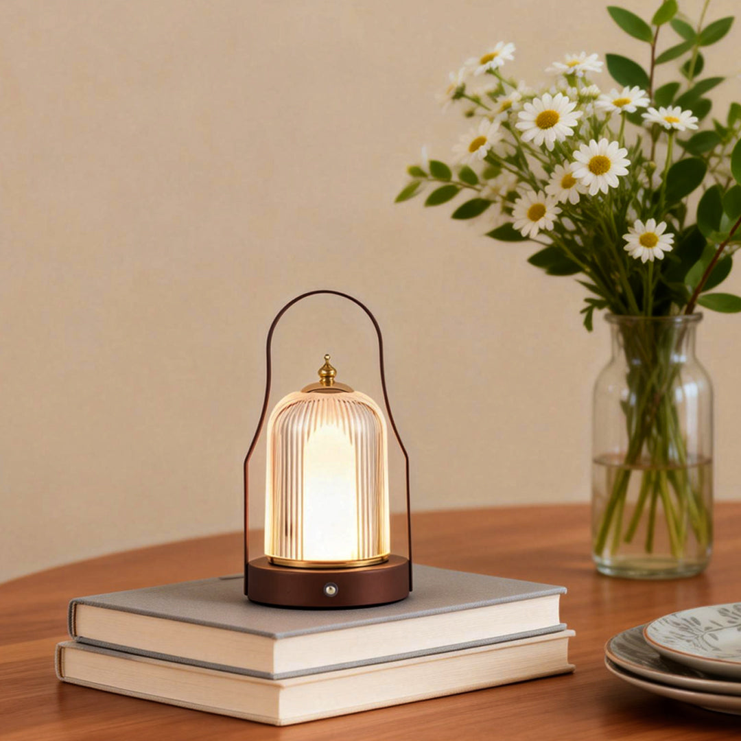 Ribbed Glass LED Lantern For Soft Atmosphere