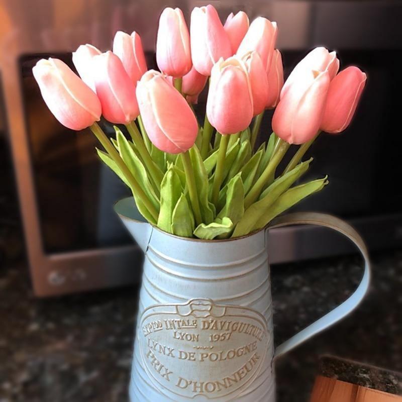 Faux Tulip Table Arrangement With Lasting Color