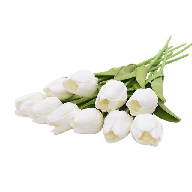 Faux Tulip Table Arrangement With Lasting Color