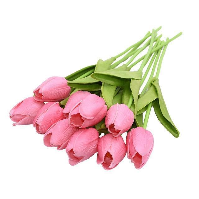 Faux Tulip Table Arrangement With Lasting Color