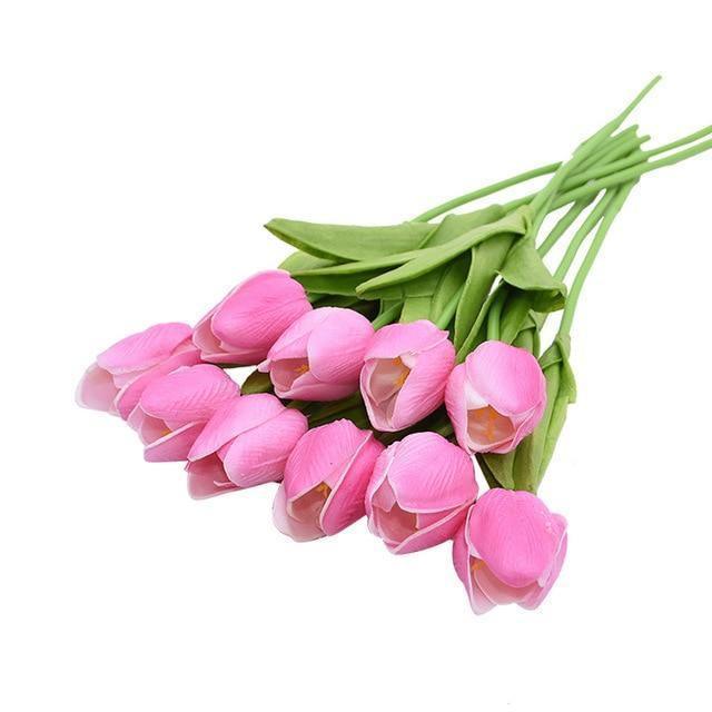 Faux Tulip Table Arrangement With Lasting Color