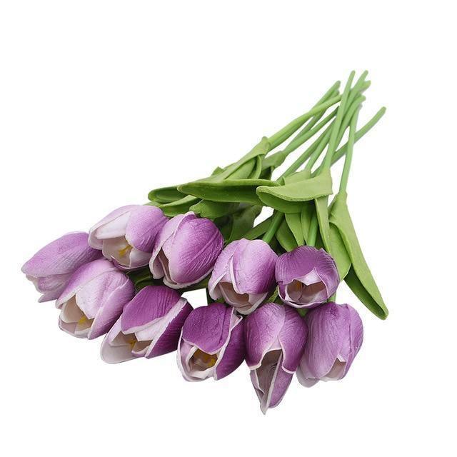 Faux Tulip Table Arrangement With Lasting Color
