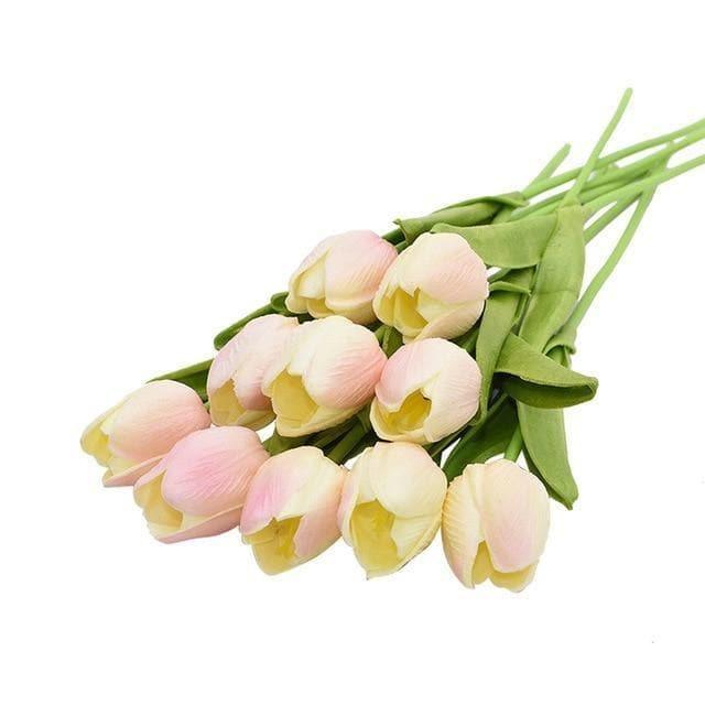 Faux Tulip Table Arrangement With Lasting Color