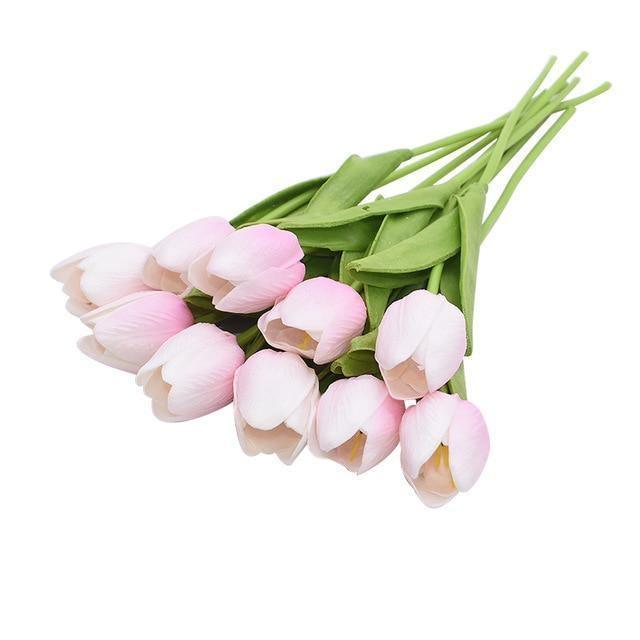 Faux Tulip Table Arrangement With Lasting Color