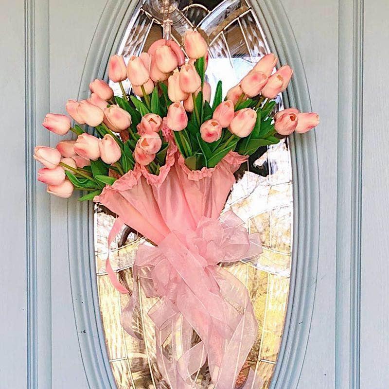 Faux Tulip Table Arrangement With Lasting Color