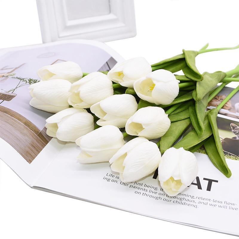 Faux Tulip Table Arrangement With Lasting Color