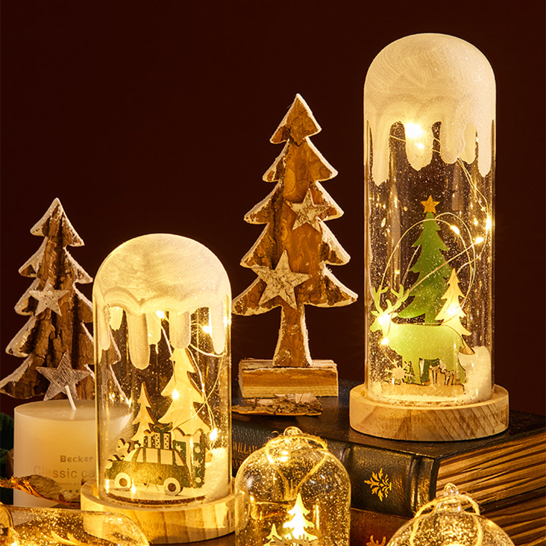 Snowy Glass Dome Lamp For Holiday Glow