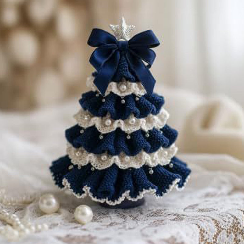 Crocheted Christmas Tree Decoration With Pearl Charm