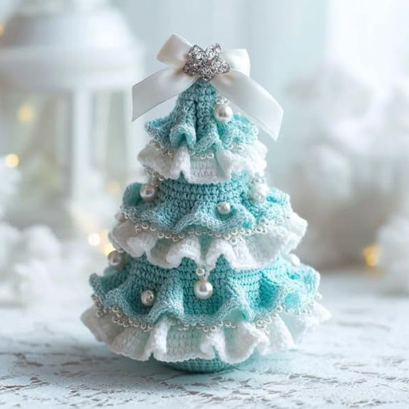 Crocheted Christmas Tree Decoration With Pearl Charm