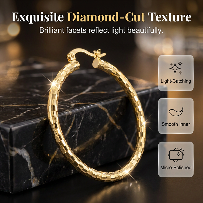 Diamond-Cut Hoop Earrings for Everyday Glow