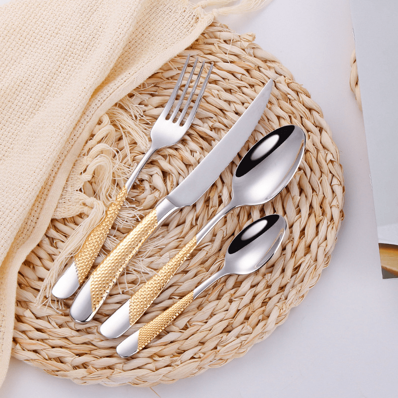Textured Stainless Steel Cutlery Set – Elevates Dining