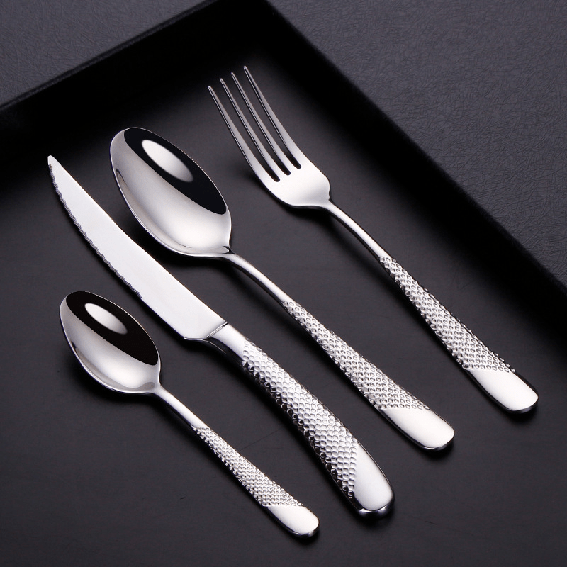 Textured Stainless Steel Cutlery Set – Elevates Dining