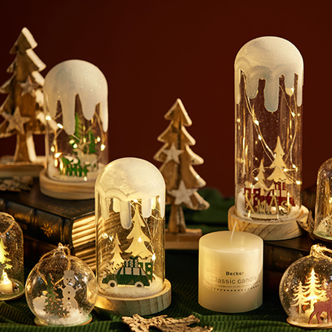 Snowy Glass Dome Lamp For Holiday Glow