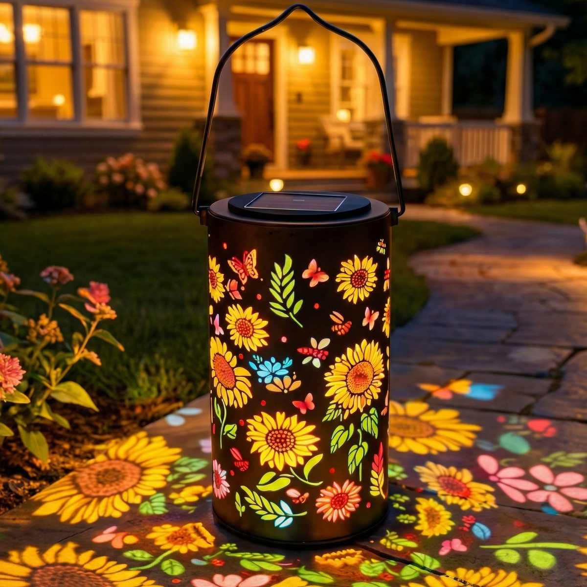 Solar Sunflower Lantern for Garden Glow
