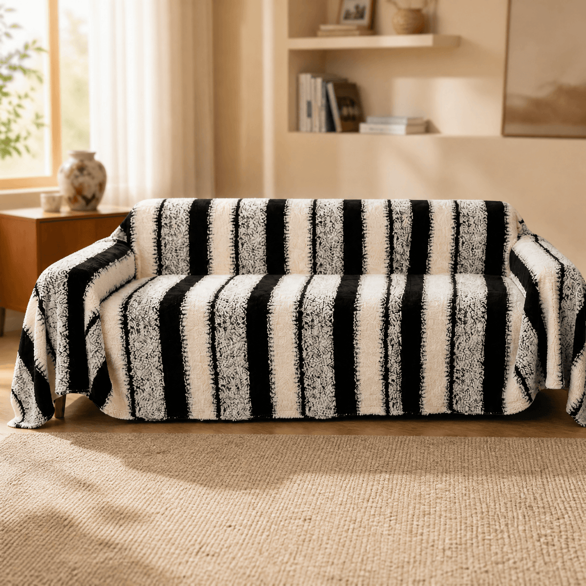 Funda de sofá de felpa con comodidad que se mantiene en su lugar