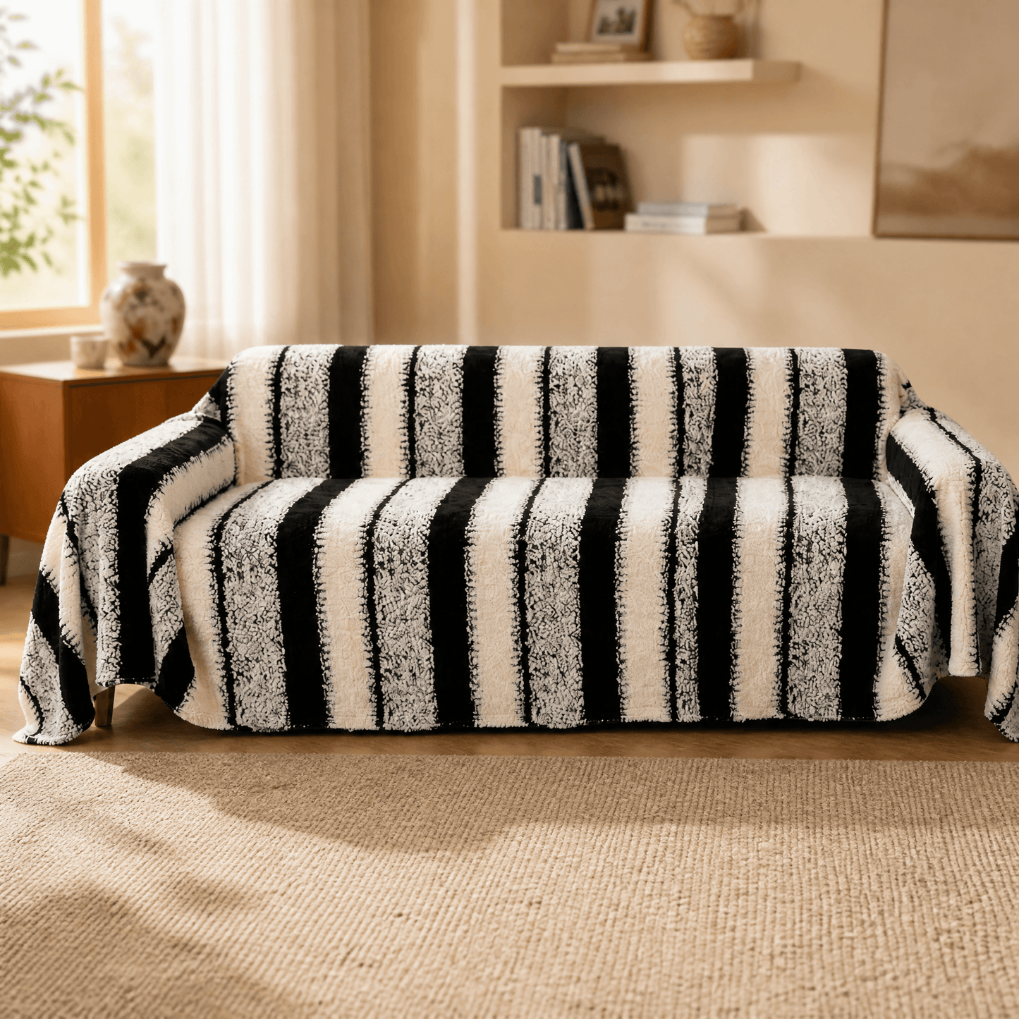 Funda de sofá de felpa con comodidad que se mantiene en su lugar