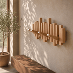 Perchero escultórico de madera para entradas artísticas