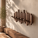 Perchero escultórico de madera para entradas artísticas